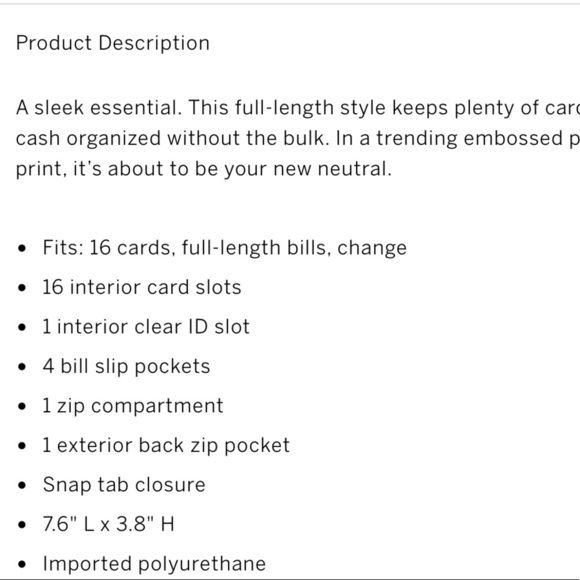 Victoria’s Secret Python Slim Bifold Wallet - Picture 3 of 5